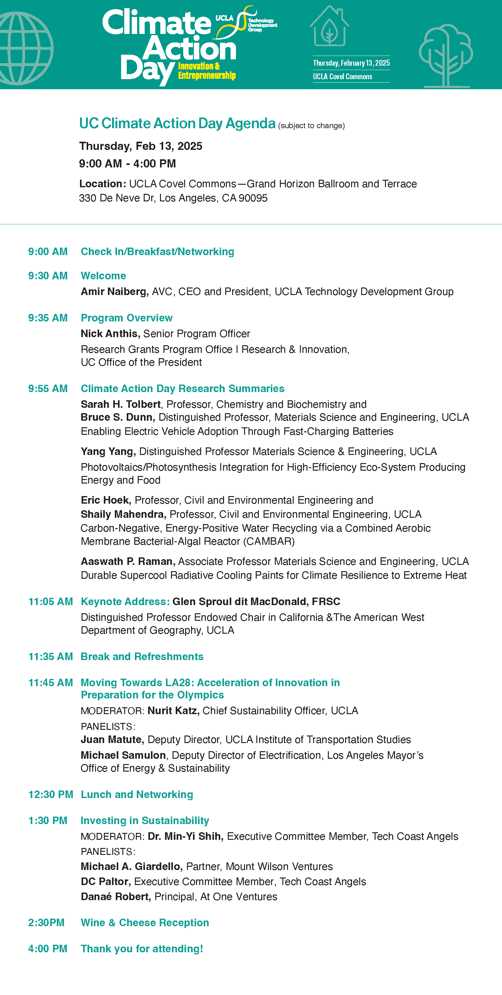 Climate Action Day Agenda