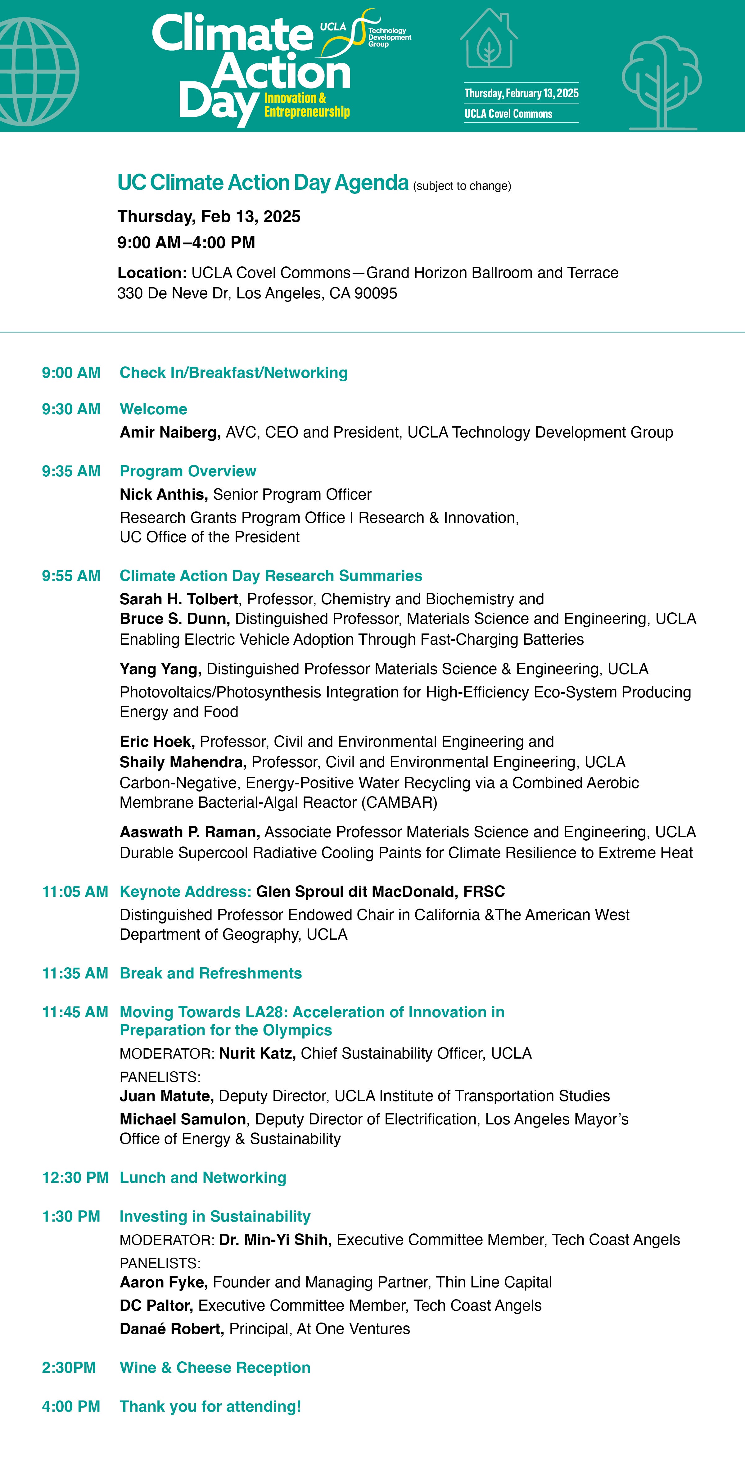 Climate Action Day Agenda