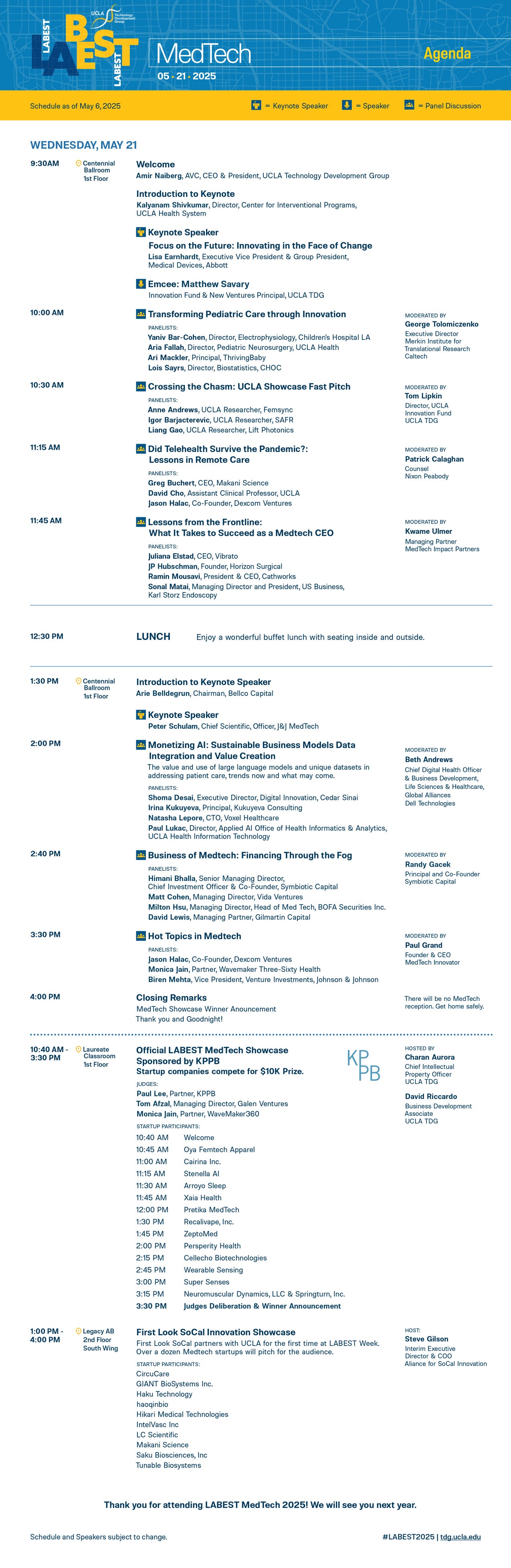 MedTech Agenda - Wed 5/21